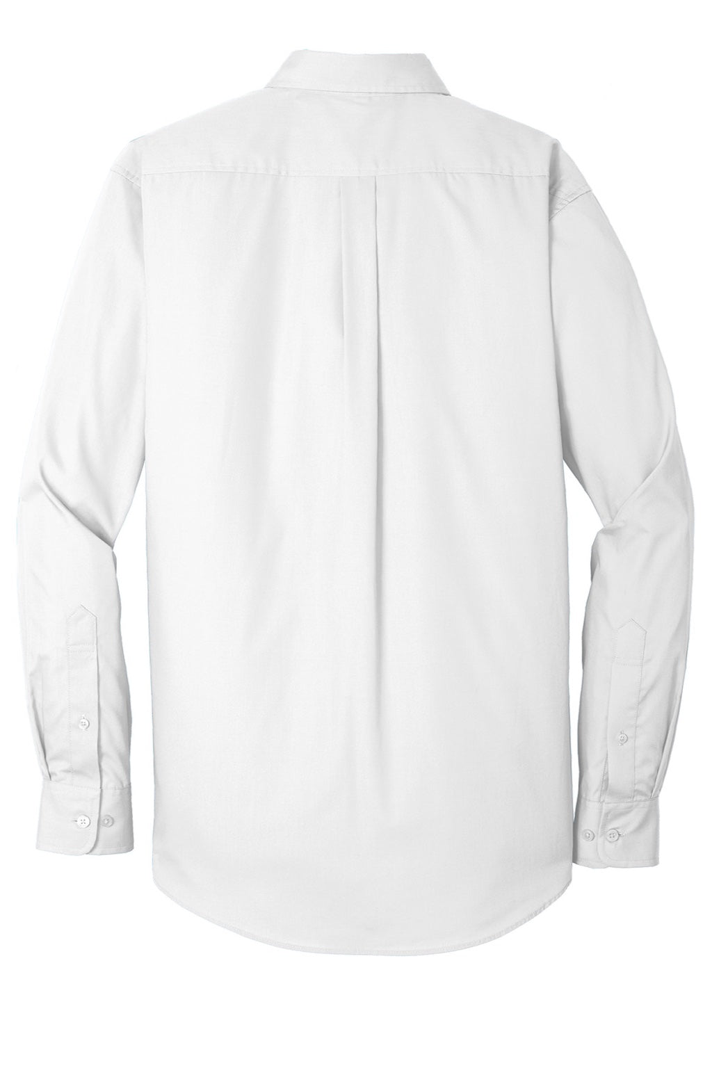 Mens Carefree Stain Resistant Long Sleeve Button Down Shirt w/ Pocket - White