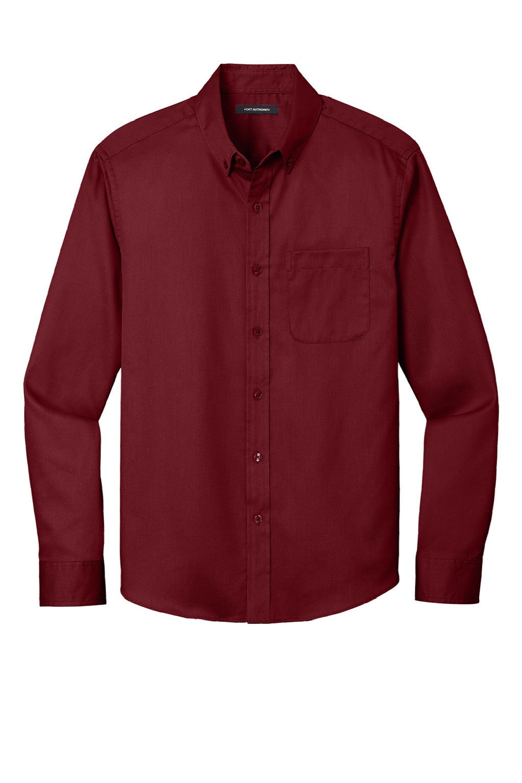 Mens SuperPro Wrinkle Resistant React Long Sleeve Button Down Shirt w/ Pocket - Burgundy