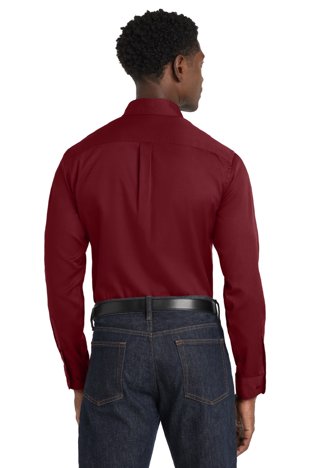 Mens SuperPro Wrinkle Resistant React Long Sleeve Button Down Shirt w/ Pocket - Burgundy