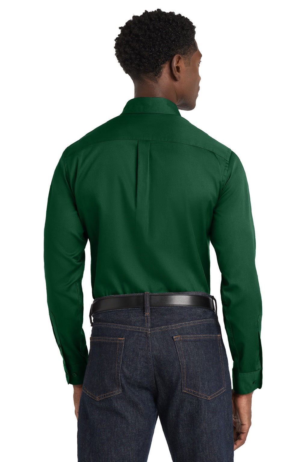 Mens SuperPro Wrinkle Resistant React Long Sleeve Button Down Shirt w/ Pocket - Dark Green