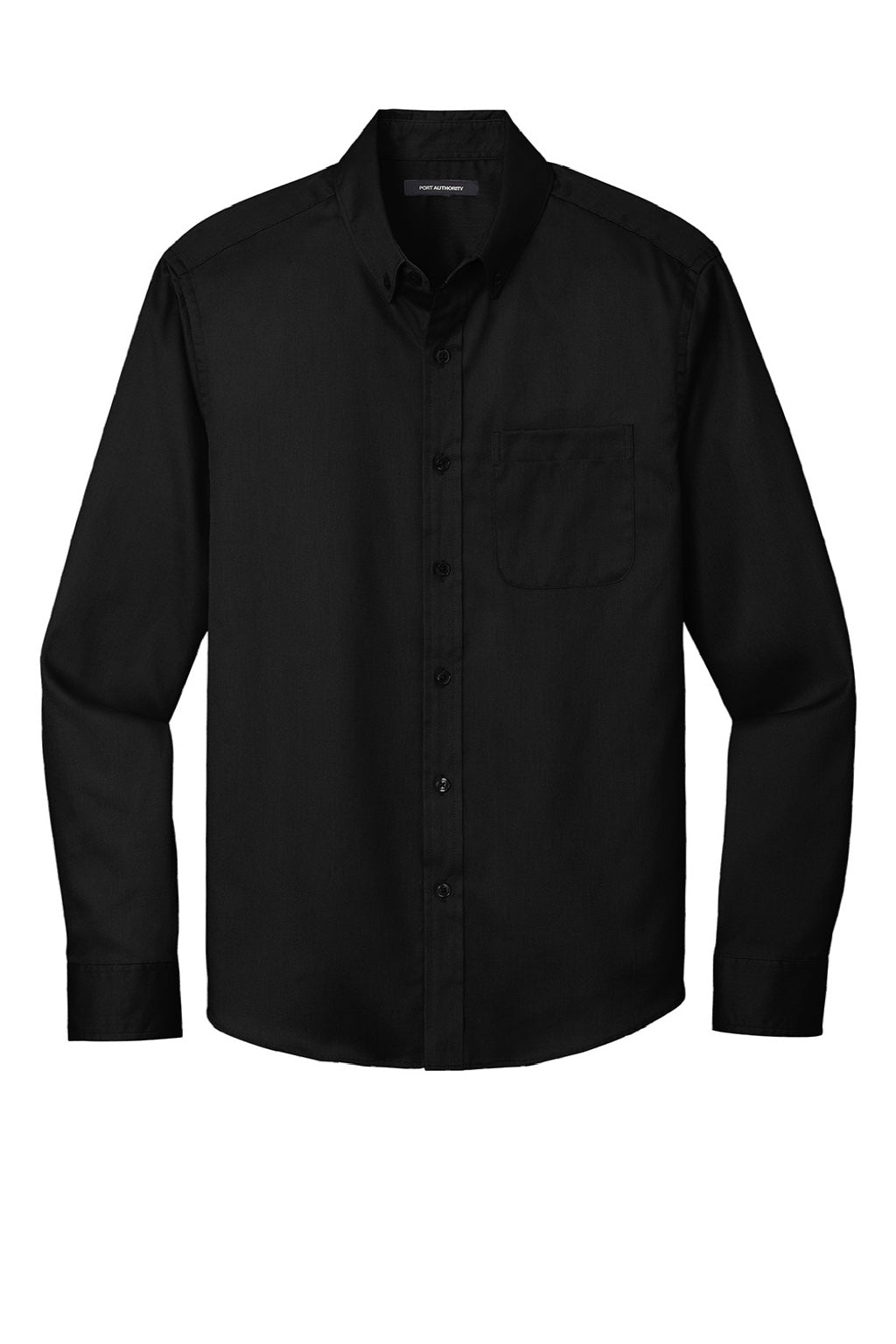 Mens SuperPro Wrinkle Resistant React Long Sleeve Button Down Shirt w/ Pocket - Deep Black