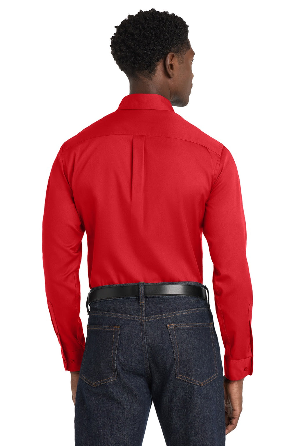 Mens SuperPro Wrinkle Resistant React Long Sleeve Button Down Shirt w/ Pocket - Rich Red