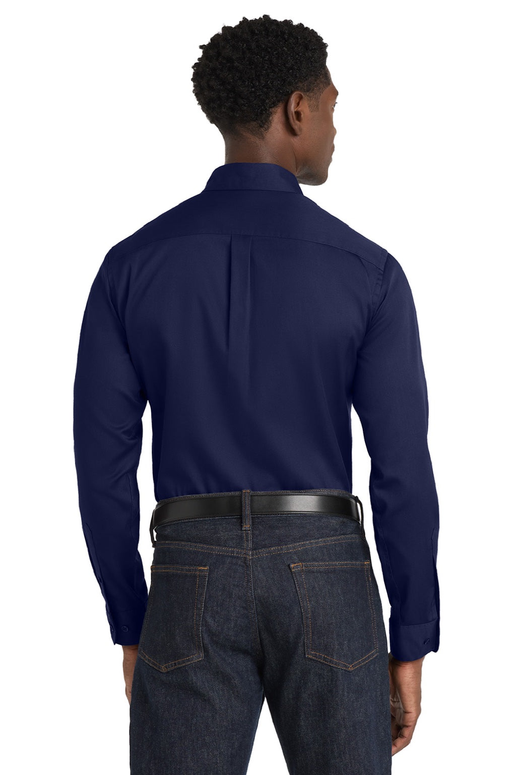 Mens SuperPro Wrinkle Resistant React Long Sleeve Button Down Shirt w/ Pocket - True Navy Blue