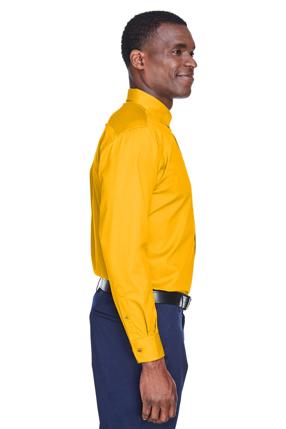 Mens Wrinkle Resistant Long Sleeve Button Down Shirt w/ Pocket - Sunray Yellow