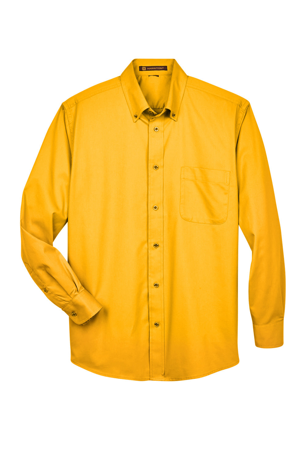 Mens Wrinkle Resistant Long Sleeve Button Down Shirt w/ Pocket - Sunray Yellow