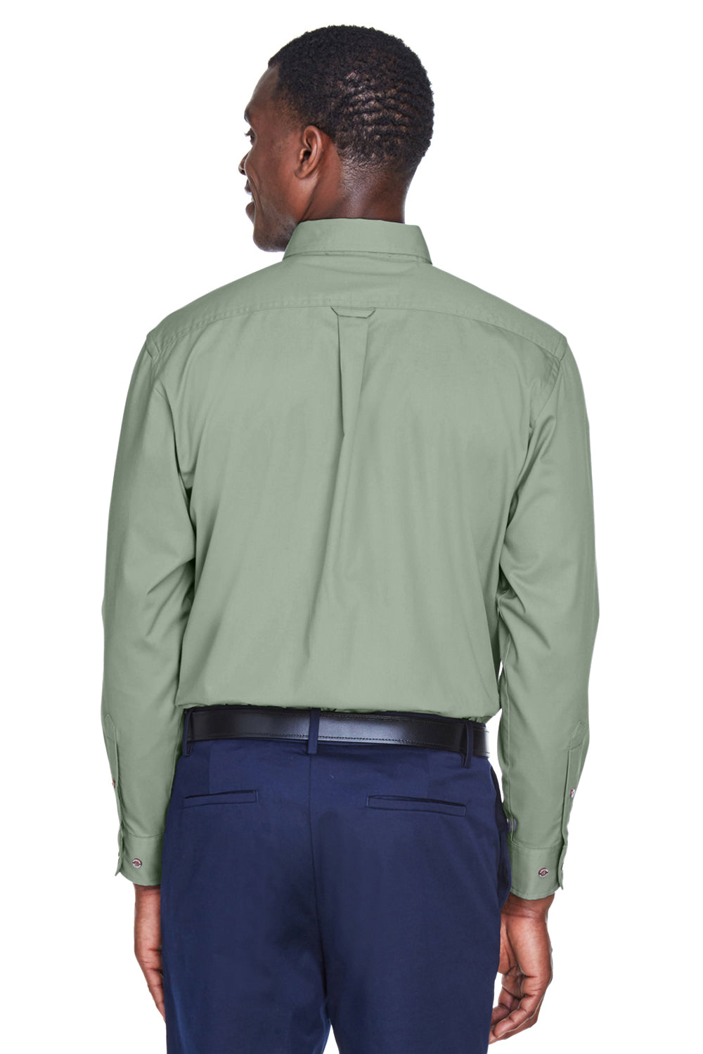 Mens Wrinkle Resistant Long Sleeve Button Down Shirt w/ Pocket - Dill Green