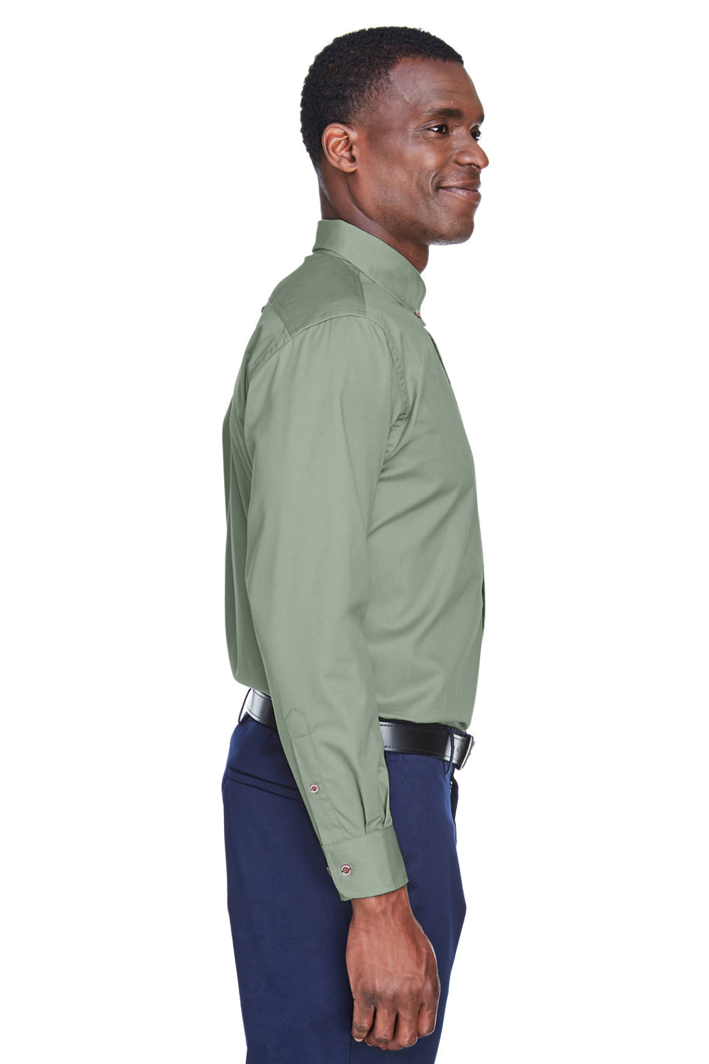 Mens Wrinkle Resistant Long Sleeve Button Down Shirt w/ Pocket - Dill Green
