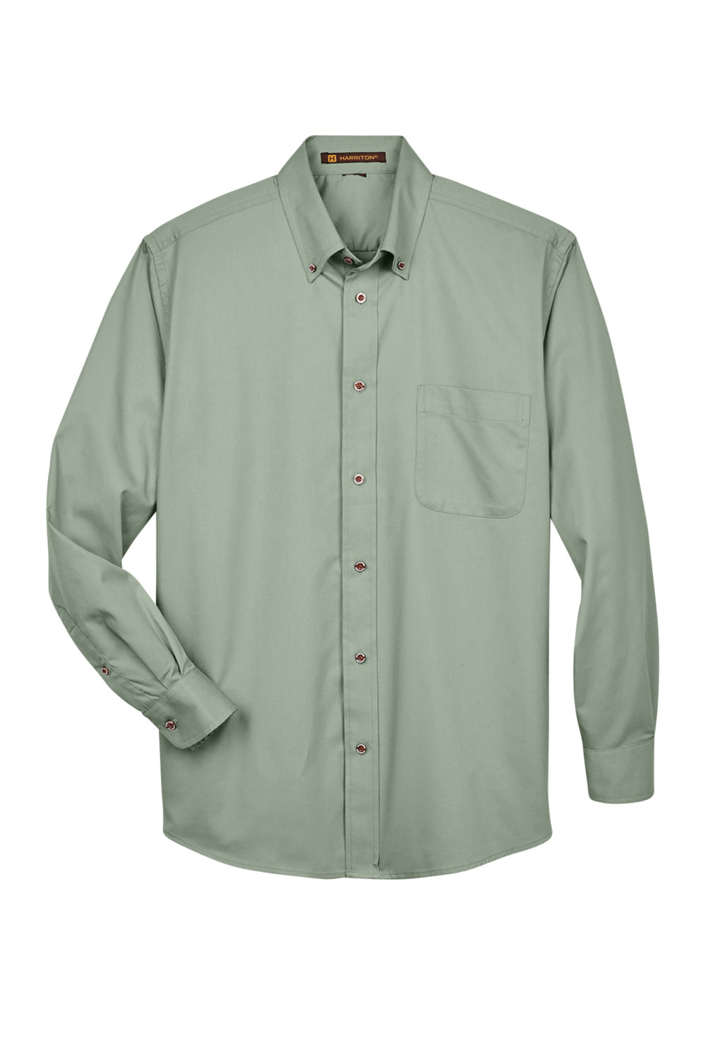 Mens Wrinkle Resistant Long Sleeve Button Down Shirt w/ Pocket - Dill Green