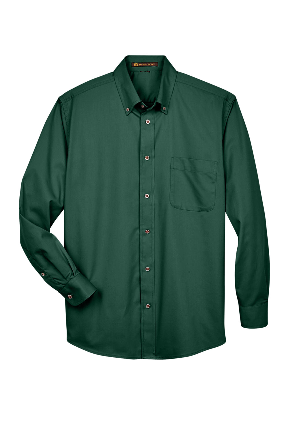Mens Wrinkle Resistant Long Sleeve Button Down Shirt w/ Pocket - Hunter Green