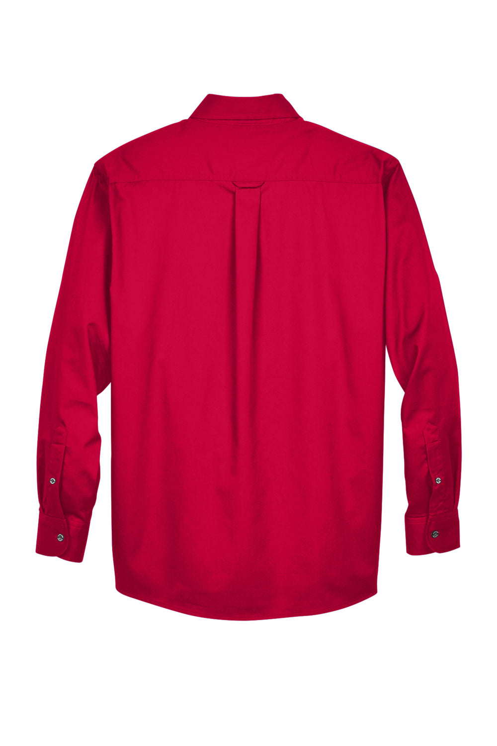 Mens Wrinkle Resistant Long Sleeve Button Down Shirt w/ Pocket - Red