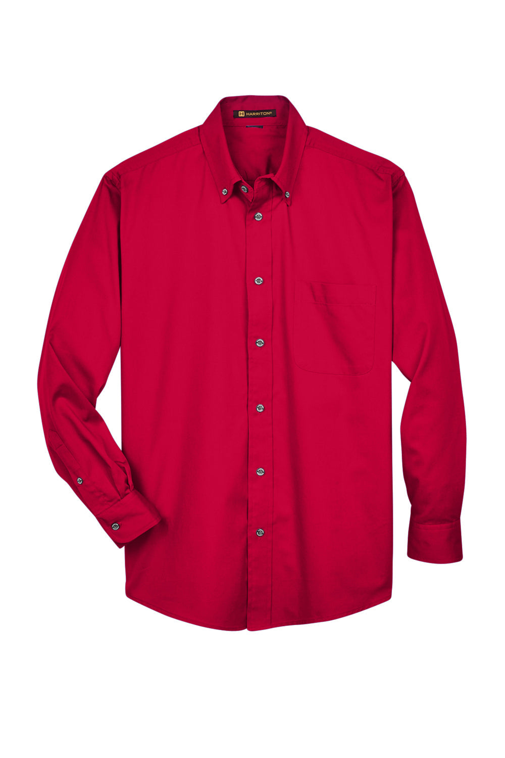 Mens Wrinkle Resistant Long Sleeve Button Down Shirt w/ Pocket - Red