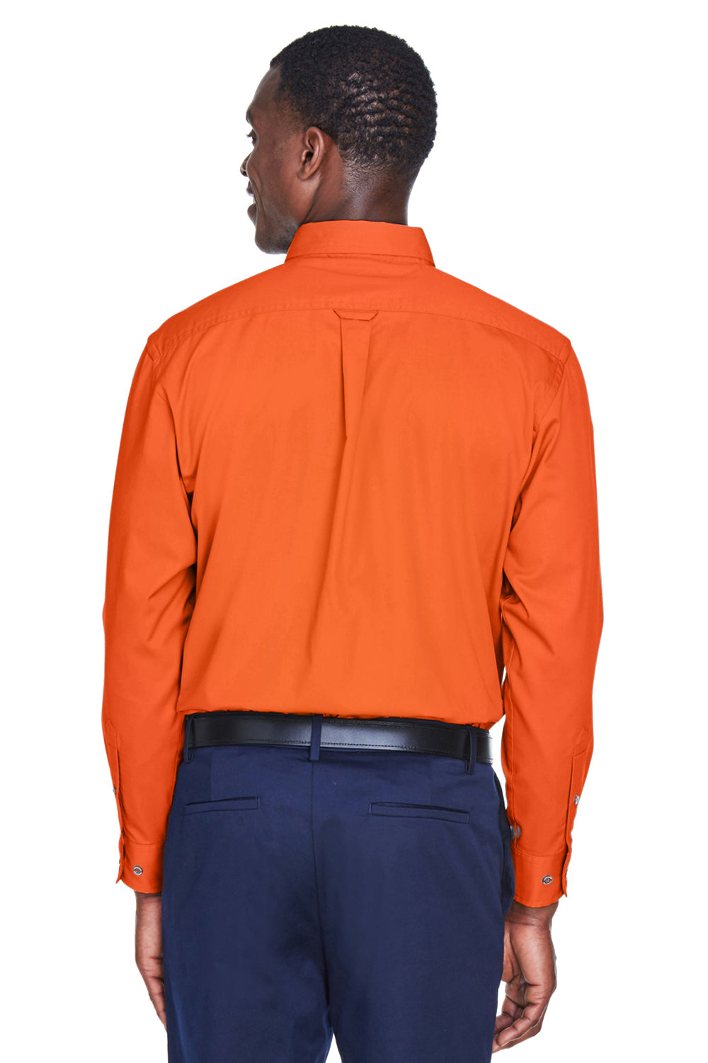 Mens Wrinkle Resistant Long Sleeve Button Down Shirt w/ Pocket - Team Orange - Closeout
