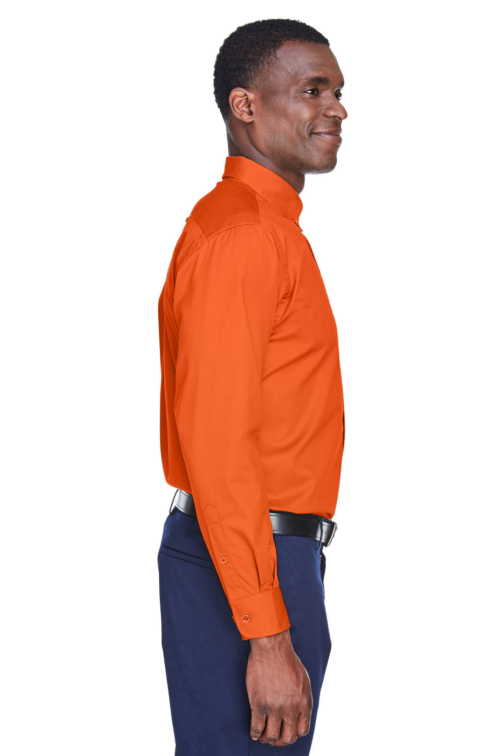Mens Wrinkle Resistant Long Sleeve Button Down Shirt w/ Pocket - Team Orange - Closeout