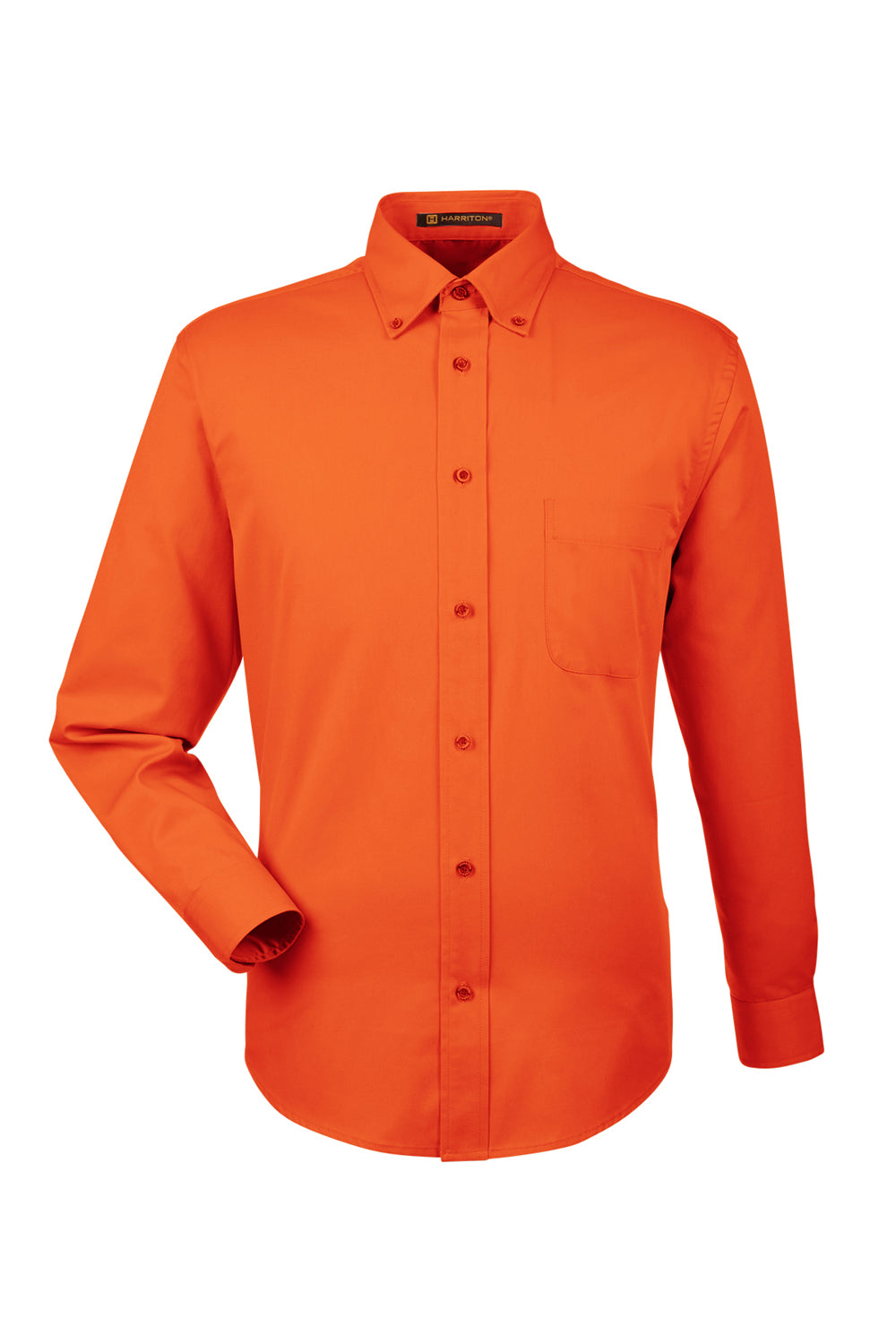 Mens Wrinkle Resistant Long Sleeve Button Down Shirt w/ Pocket - Team Orange - Closeout