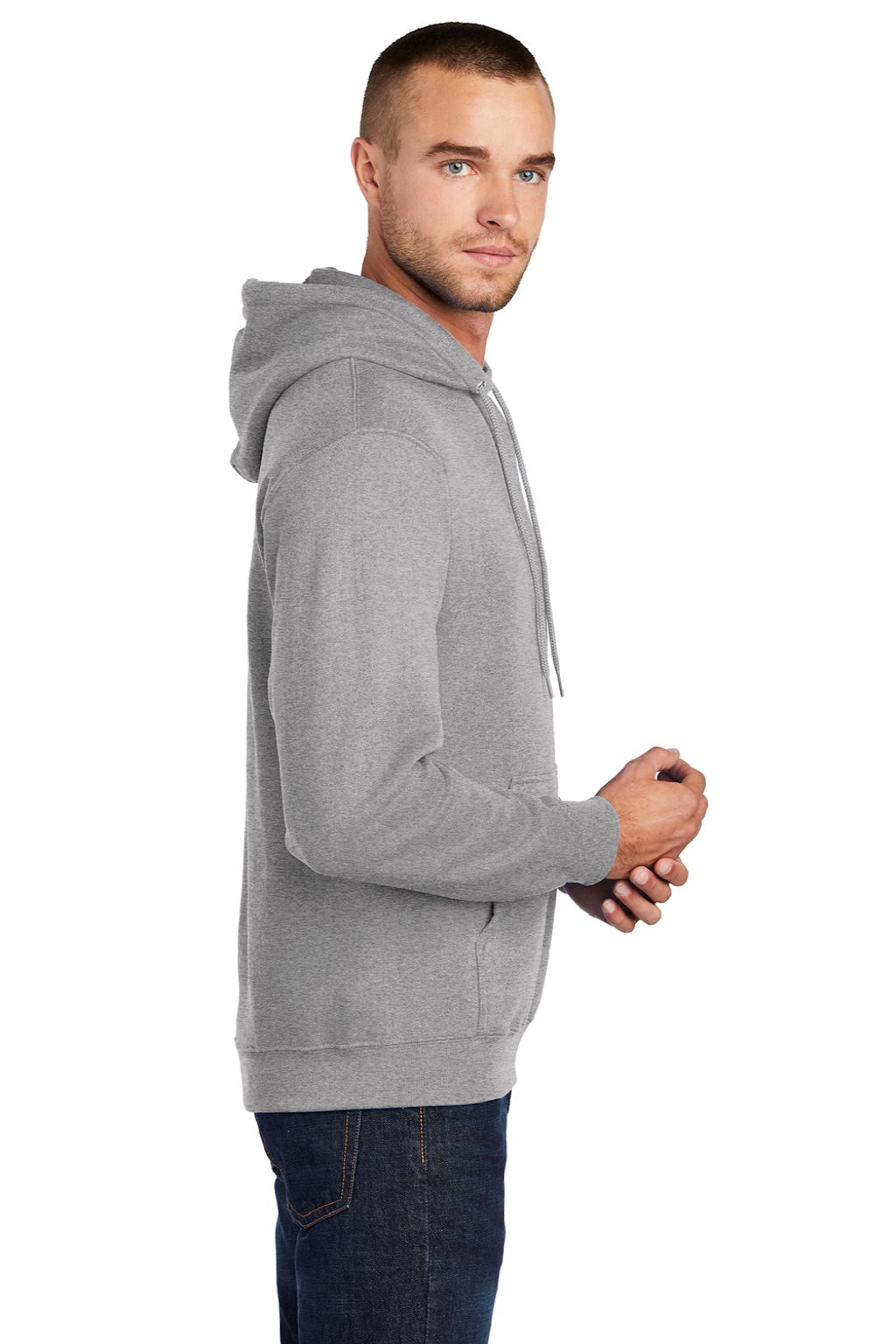 Mens Core Pill Resistant Fleece Hooded Sweatshirt Hoodie w/ Pouch Pocket - Heather Grey