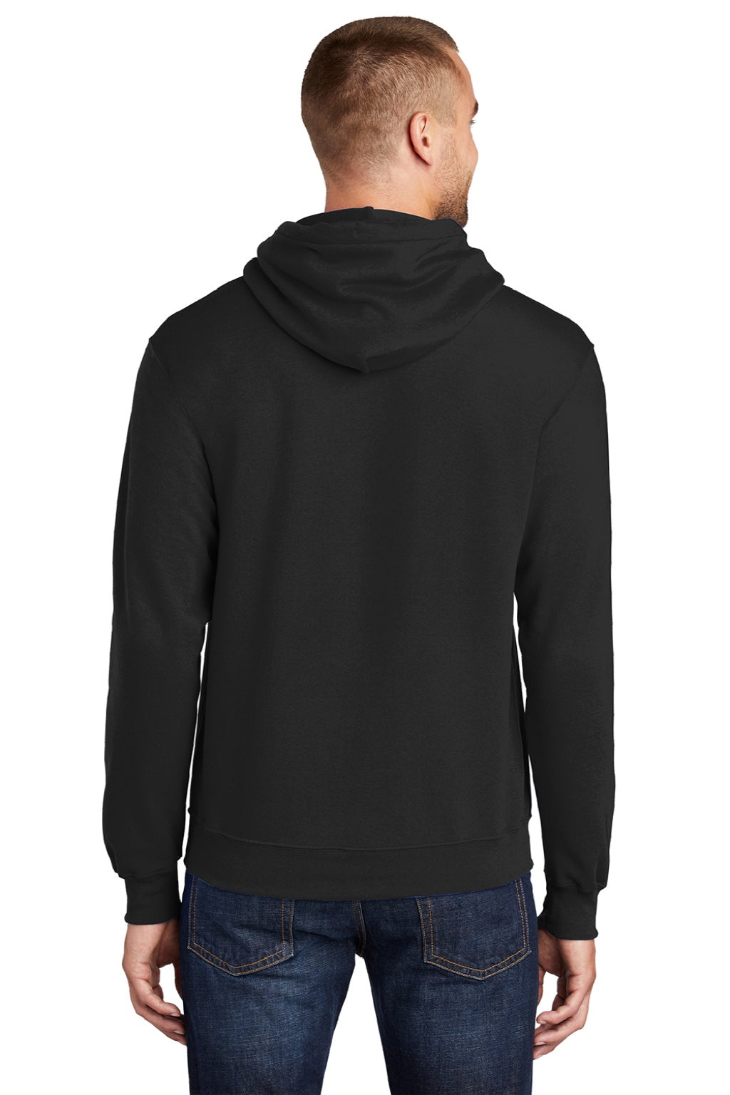 Mens Core Pill Resistant Fleece Hooded Sweatshirt Hoodie w/ Pouch Pocket - Jet Black