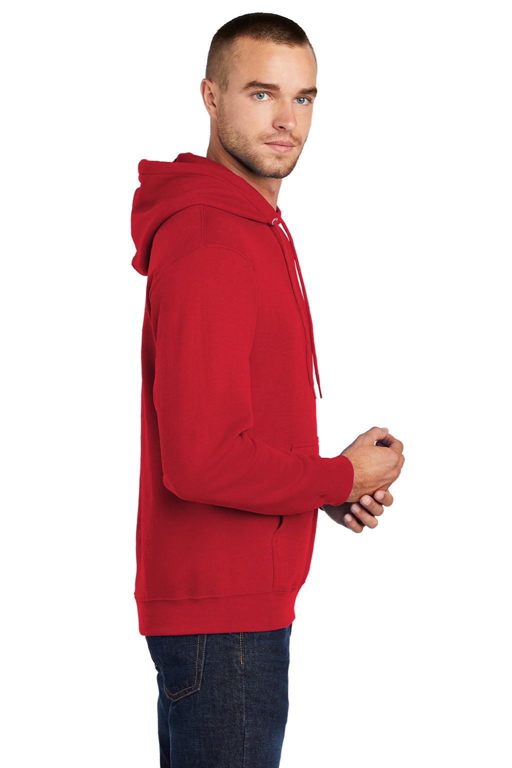 Mens Core Pill Resistant Fleece Hooded Sweatshirt Hoodie w/ Pouch Pocket - Red