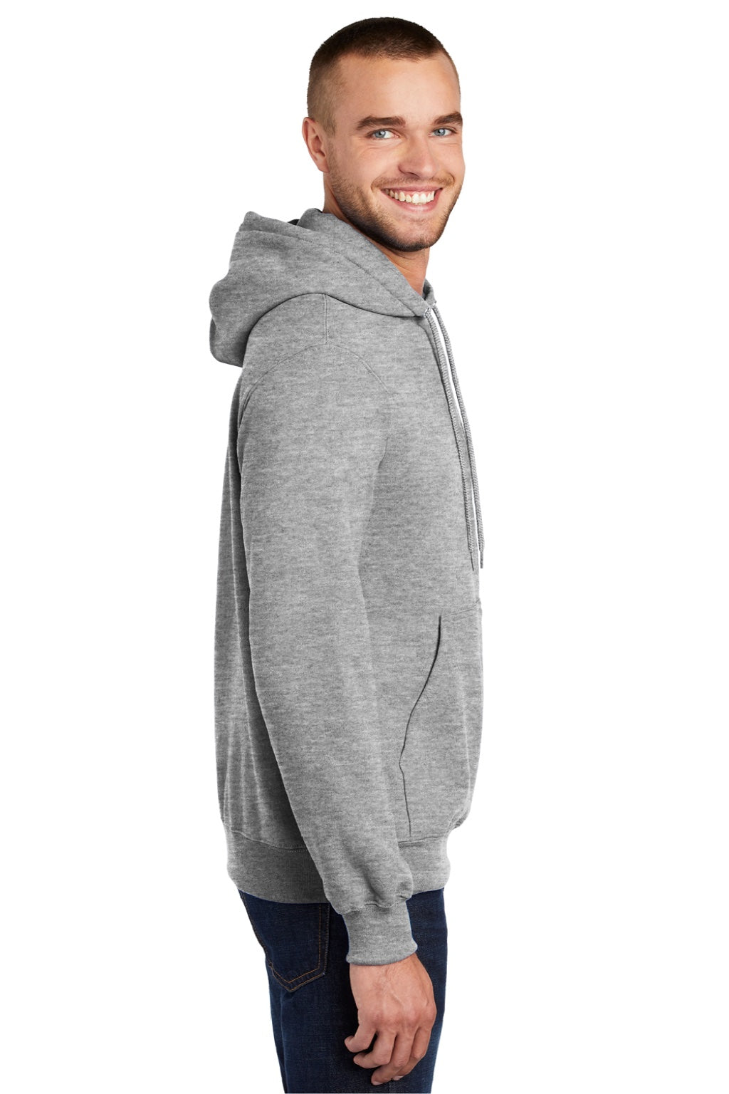 Mens Essential Pill Resistant Fleece Hooded Sweatshirt Hoodie w/ Pouch Pocket - Heather Grey