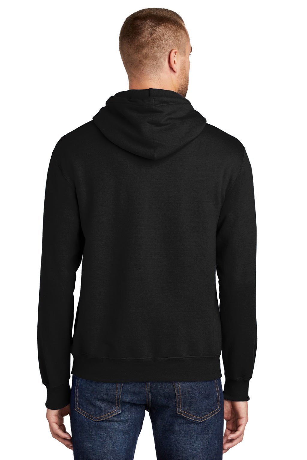 Mens Essential Pill Resistant Fleece Hooded Sweatshirt Hoodie w/ Pouch Pocket - Jet Black