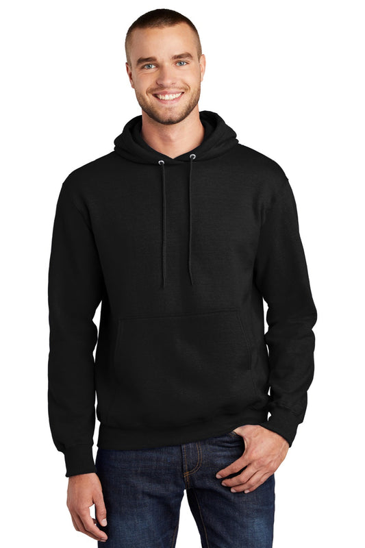 Mens Essential Pill Resistant Fleece Hooded Sweatshirt Hoodie w/ Pouch Pocket - Jet Black