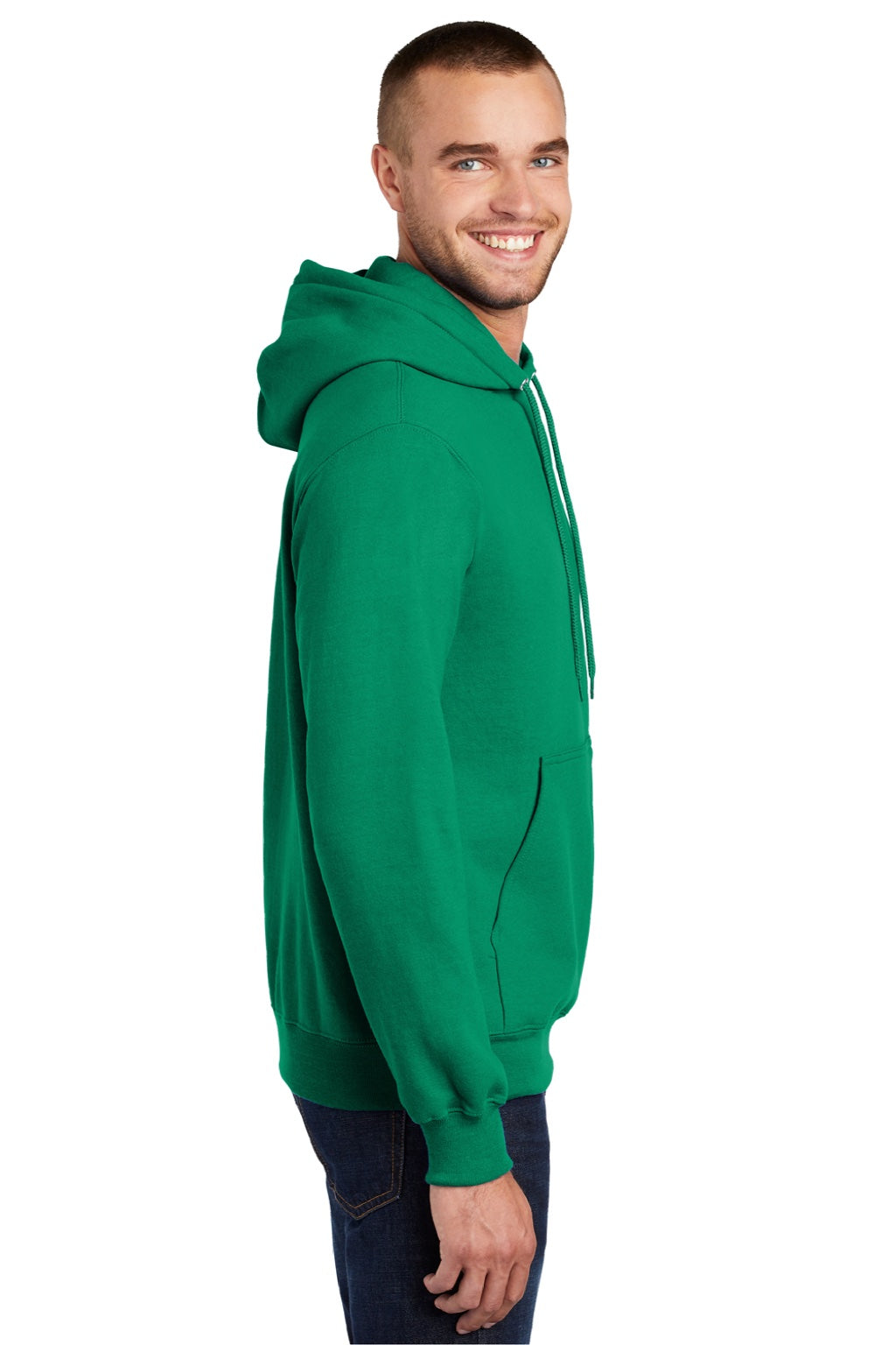 Mens Essential Pill Resistant Fleece Hooded Sweatshirt Hoodie w/ Pouch Pocket - Kelly Green