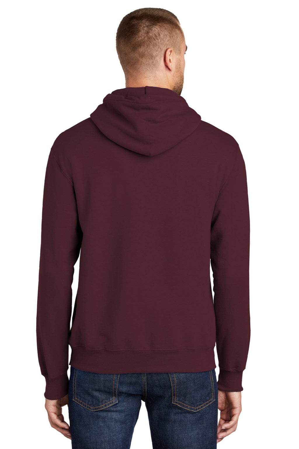 Mens Essential Pill Resistant Fleece Hooded Sweatshirt Hoodie w/ Pouch Pocket - Maroon
