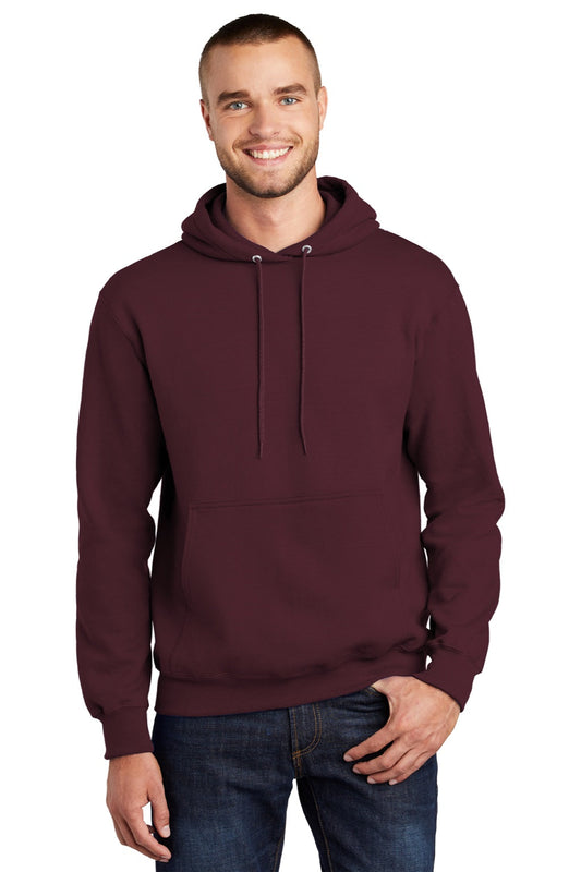 Mens Essential Pill Resistant Fleece Hooded Sweatshirt Hoodie w/ Pouch Pocket - Maroon