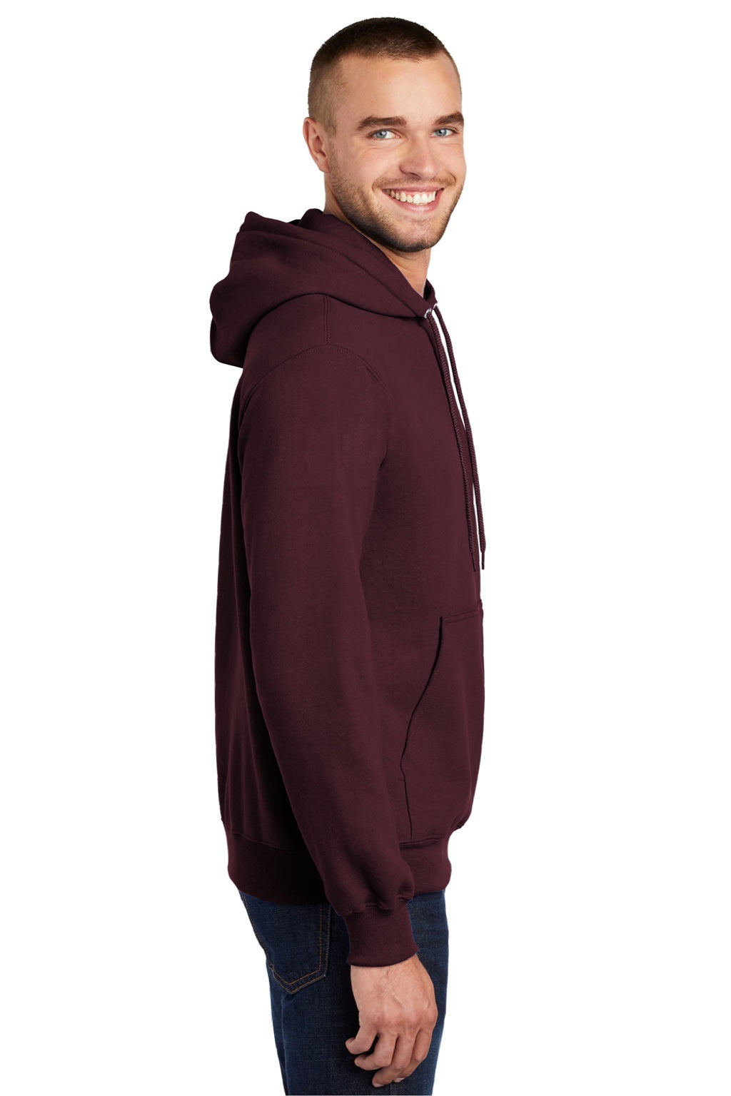 Mens Essential Pill Resistant Fleece Hooded Sweatshirt Hoodie w/ Pouch Pocket - Maroon