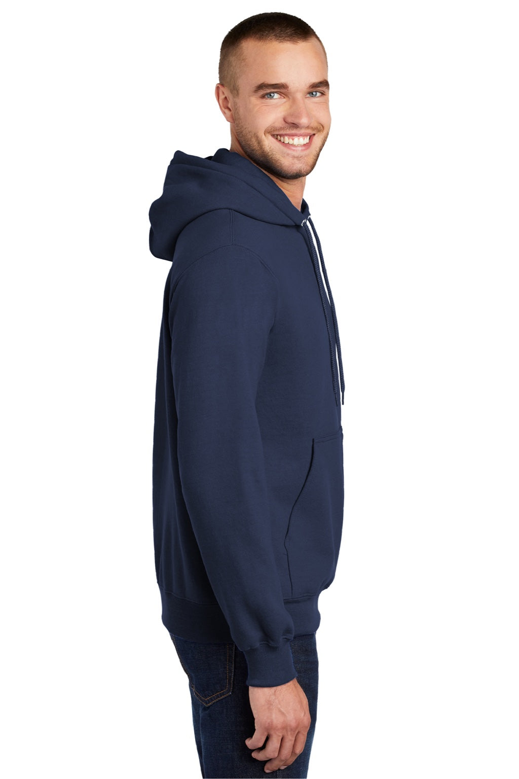 Mens Essential Pill Resistant Fleece Hooded Sweatshirt Hoodie w/ Pouch Pocket - Navy Blue