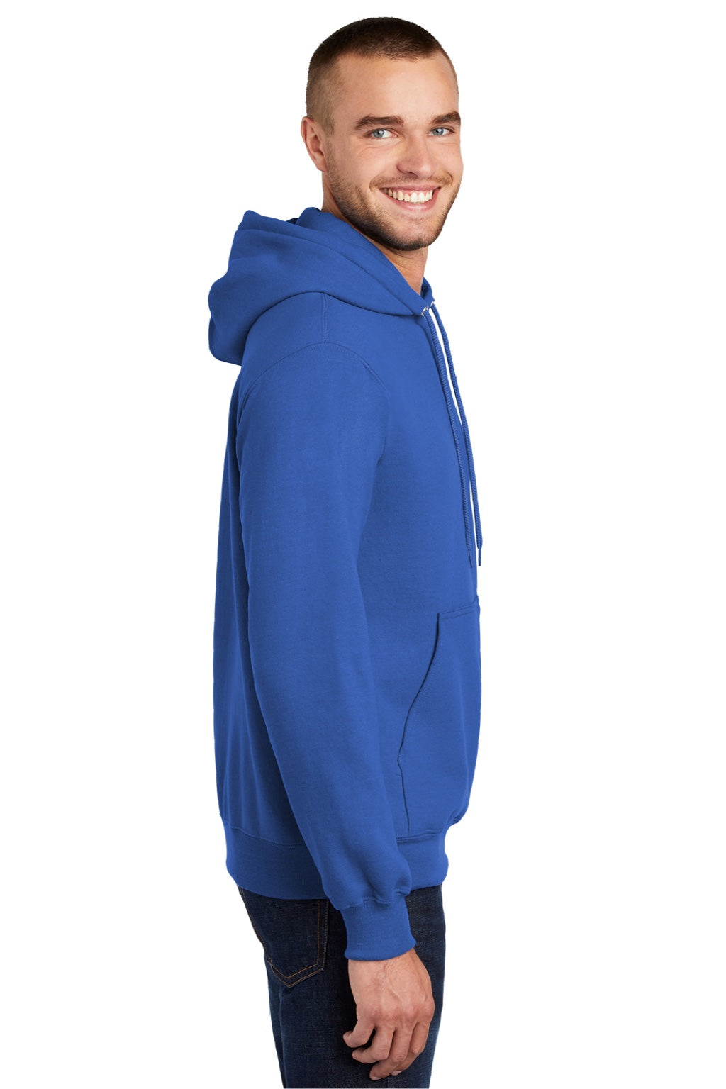 Mens Essential Pill Resistant Fleece Hooded Sweatshirt Hoodie w/ Pouch Pocket - Royal Blue