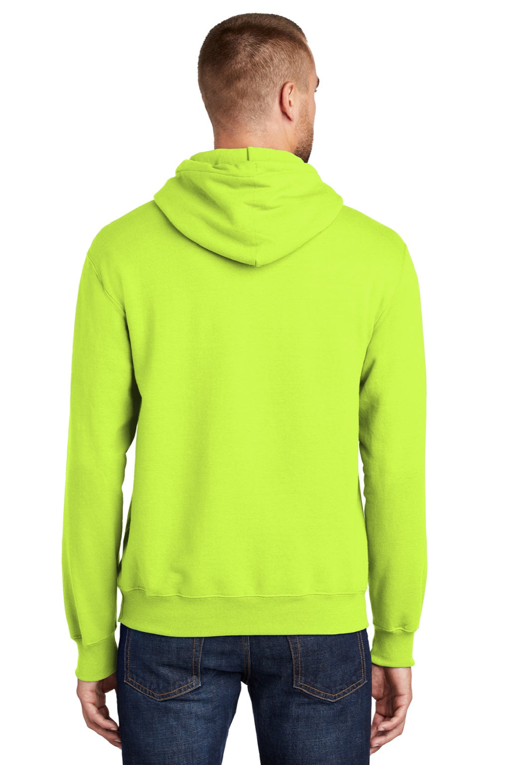 Mens Essential Pill Resistant Fleece Hooded Sweatshirt Hoodie w/ Pouch Pocket - Safety Green