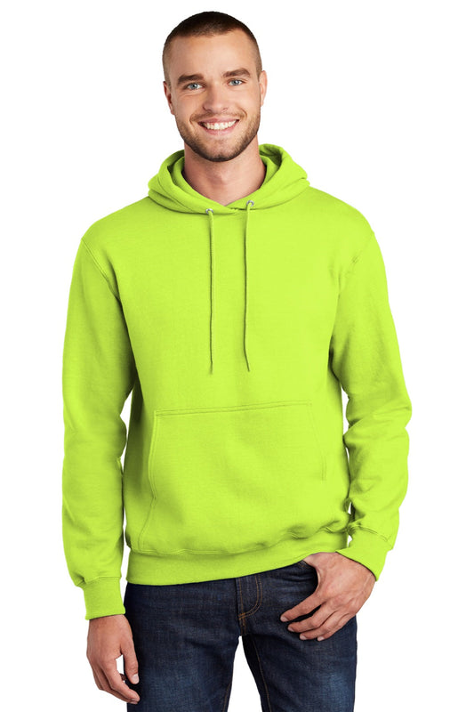 Mens Essential Pill Resistant Fleece Hooded Sweatshirt Hoodie w/ Pouch Pocket - Safety Green