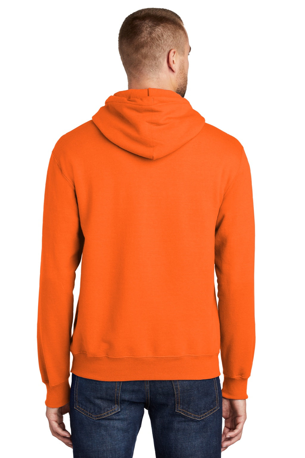 Mens Essential Pill Resistant Fleece Hooded Sweatshirt Hoodie w/ Pouch Pocket - Safety Orange