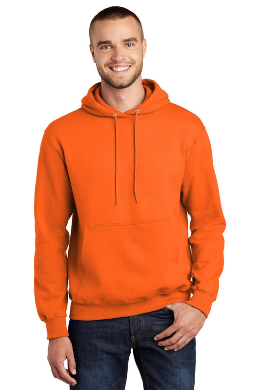 Mens Essential Pill Resistant Fleece Hooded Sweatshirt Hoodie w/ Pouch Pocket - Safety Orange