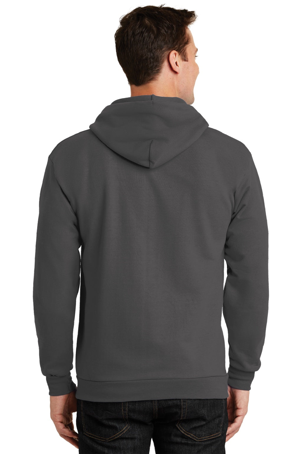 Mens Essential Pill Resistant Fleece Full Zip Hooded Sweatshirt Hoodie w/ Pockets - Charcoal Grey
