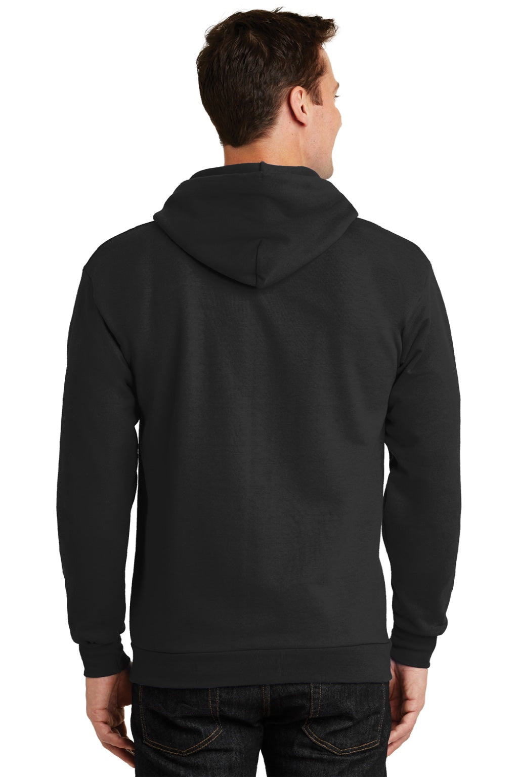 Mens Essential Pill Resistant Fleece Full Zip Hooded Sweatshirt Hoodie w/ Pockets - Jet Black