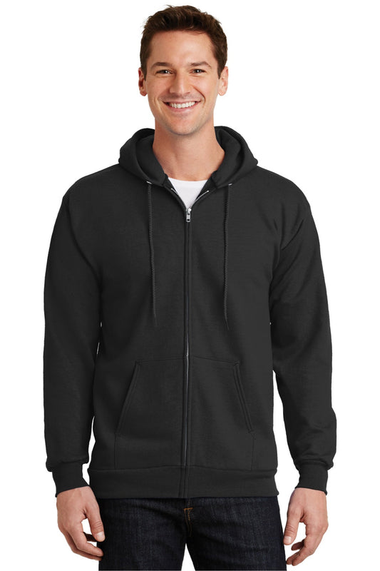 Mens Essential Pill Resistant Fleece Full Zip Hooded Sweatshirt Hoodie w/ Pockets - Jet Black