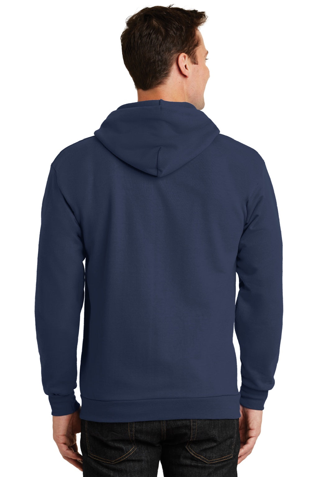 Mens Essential Pill Resistant Fleece Full Zip Hooded Sweatshirt Hoodie w/ Pockets - Navy Blue