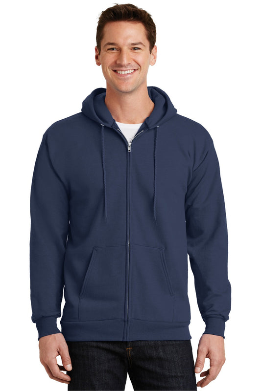 Mens Essential Pill Resistant Fleece Full Zip Hooded Sweatshirt Hoodie w/ Pockets - Navy Blue