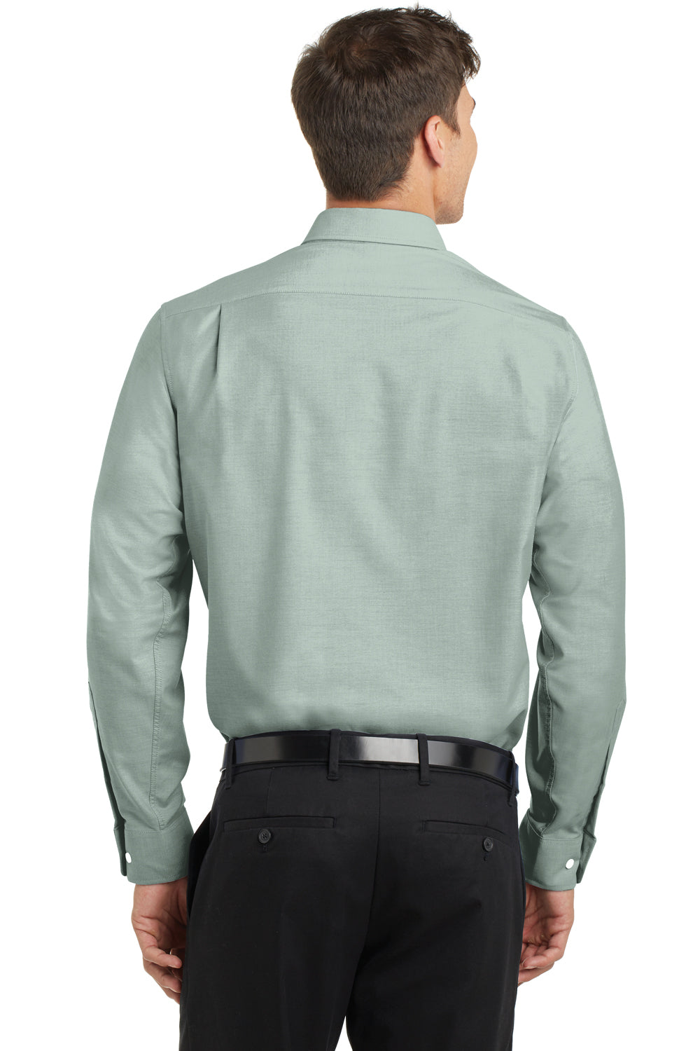 Mens SuperPro Oxford Wrinkle Resistant Long Sleeve Button Down Shirt w/ Pocket - Green