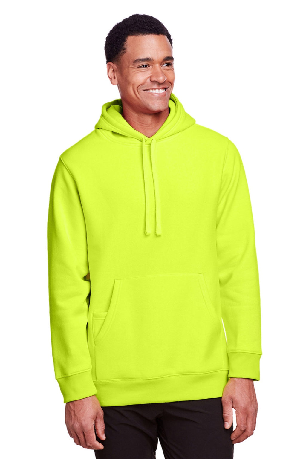 Mens Zone HydroSport Fleece Water Resistant Hooded Sweatshirt Hoodie w/ Pouch Pocket - Safety Yellow
