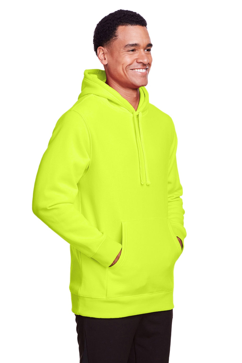 Mens Zone HydroSport Fleece Water Resistant Hooded Sweatshirt Hoodie w/ Pouch Pocket - Safety Yellow