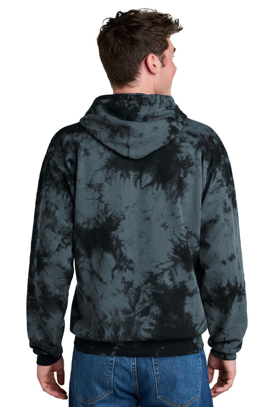 Mens Crystal Tie-Dye Hooded Sweatshirt Hoodie w/ Pouch Pocket - Black