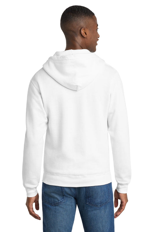 Mens Core Pill Resistant Fleece Full Zip Hooded Sweatshirt Hoodie w/ Pockets - White