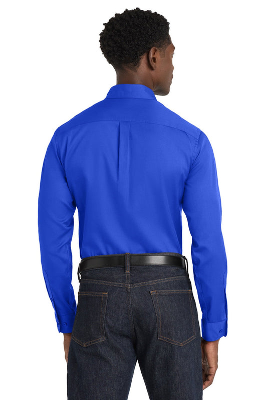 Mens SuperPro Wrinkle Resistant React Long Sleeve Button Down Shirt w/ Pocket - True Royal Blue