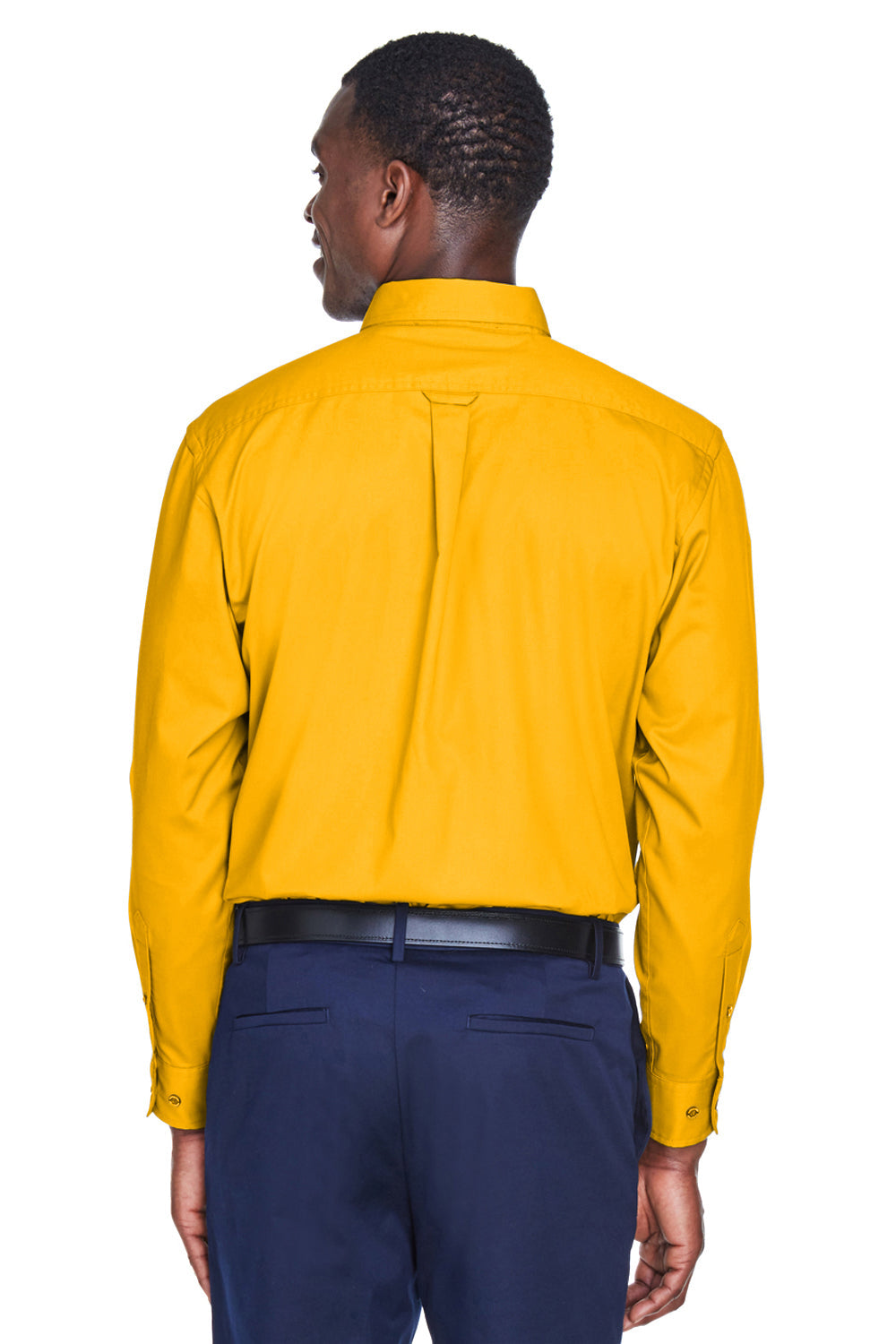 Mens Wrinkle Resistant Long Sleeve Button Down Shirt w/ Pocket - Sunray Yellow