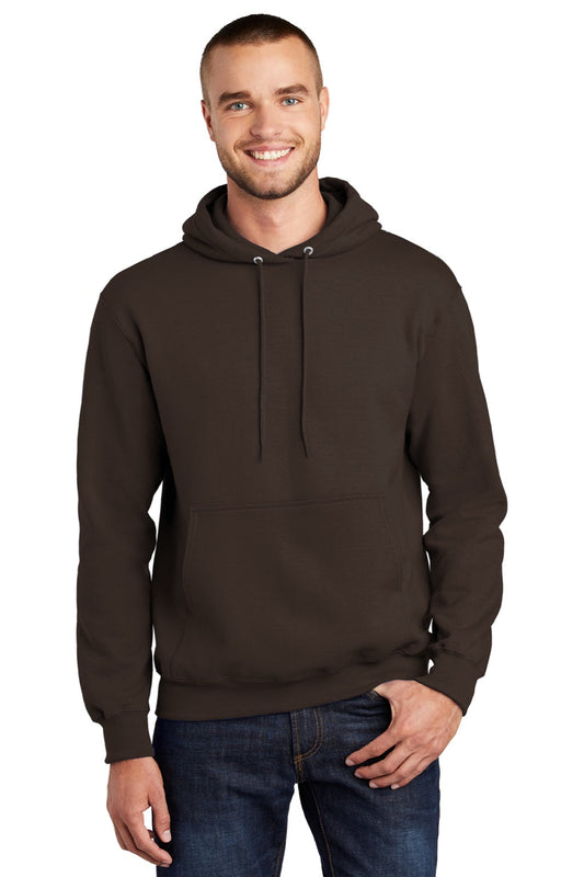 Mens Essential Pill Resistant Fleece Hooded Sweatshirt Hoodie w/ Pouch Pocket - Dark Chocolate Brown