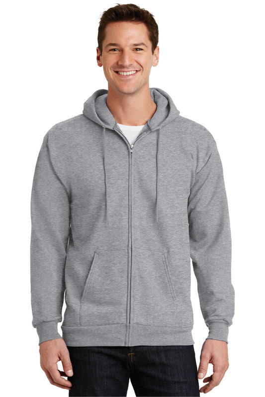 Mens Essential Pill Resistant Fleece Full Zip Hooded Sweatshirt Hoodie w/ Pockets - Heather Grey